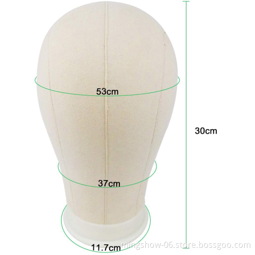 Hot sale 21" 22" 23" 24" wooden canvas block cork canvas mannequin head for hair extension